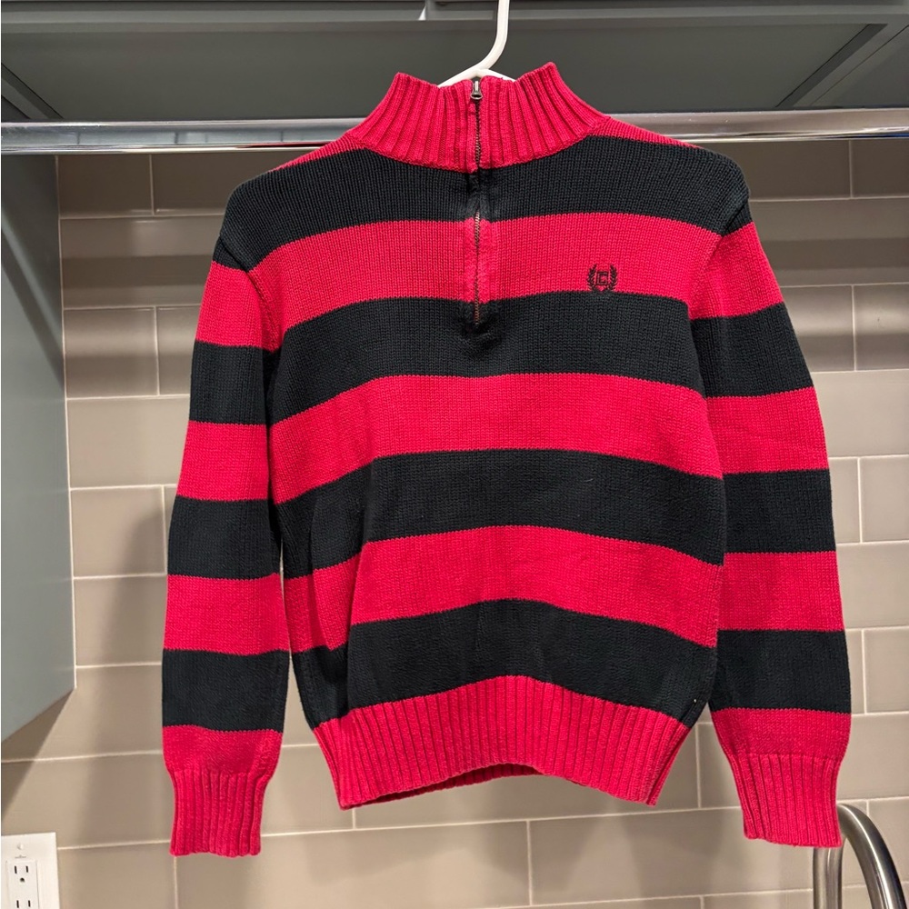 Kids Chaps Ralph Lauren Striped Knit Quarterzip Sweater Size M (10-12)
